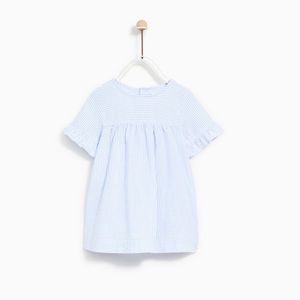 Zara EUC baby girl stripe seersucker dress 6/9